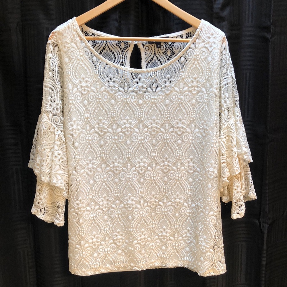 Elegant Cream Lace Women's Top